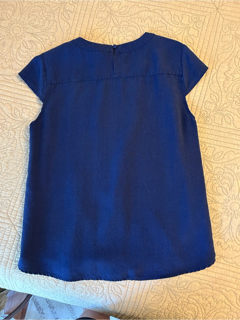 J. Crew Navy Short-Sleeve Crewneck Blouse - Picture 3 of 3